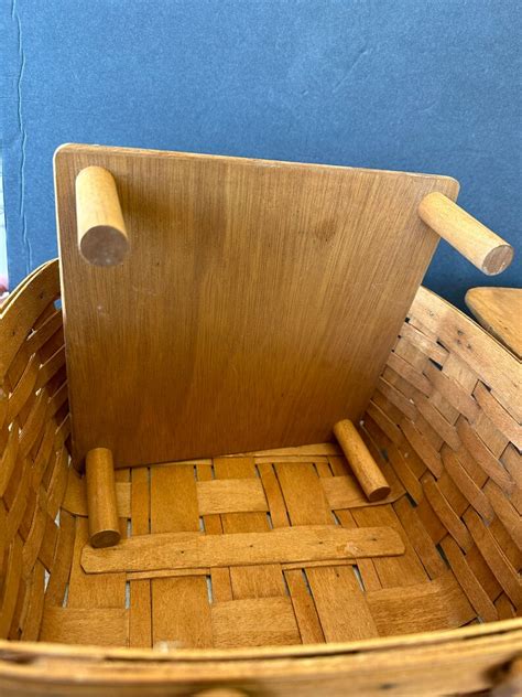 Vintage Longaberger Woven Slat Basket With Handles Pie Basket Etsy