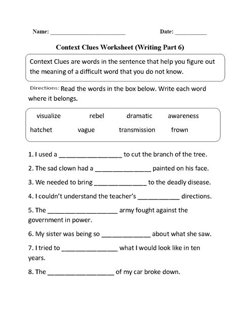 Rd Grade Context Clues Worksheet