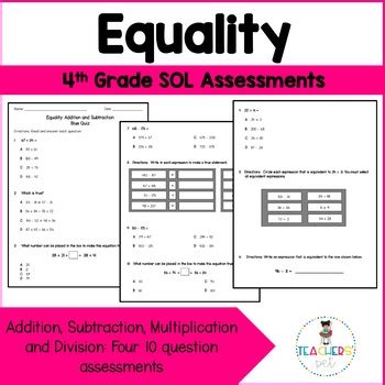 Equality Assessments Sol By Teachers Pet Tpt