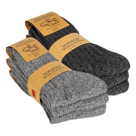 Texemp Norwegersocken 6 Paar Wollsocken Norweger Socken Wintersocken