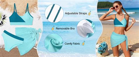 Amazon ADIFUN Girls Swimsuit V Neck Bikini Set Color Block With Cover Up 3Pcs Bathing Suits