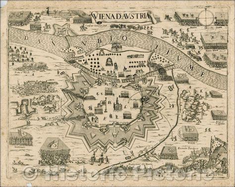 Historic Map Viena Daustriaone Daustria 1683 Giuseppe Longhi