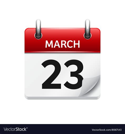 March 23 Flat Daily Calendar Icon Date Royalty Free Vector