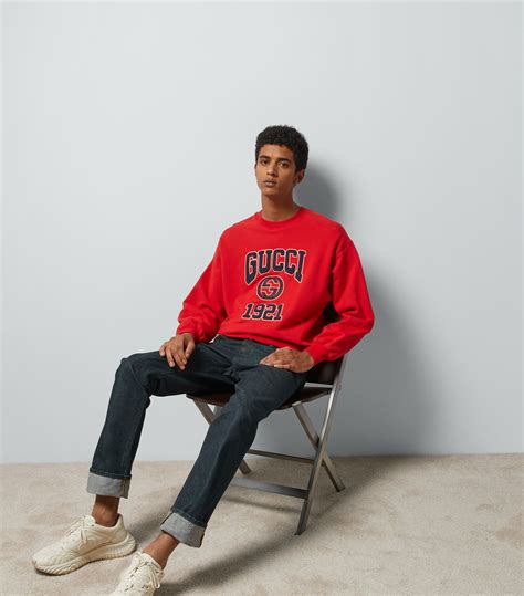 Mens Gucci Red Cotton Jersey Logo 1921 Sweatshirt Harrods UK