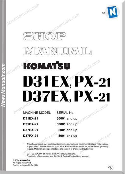 Komatsu Bulldozer D D Ex Px Shop Manual