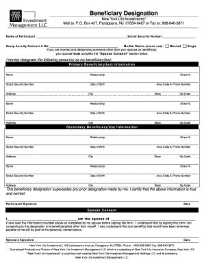 Fillable Online Beneficiary Designation Form Docx Fax Email Print