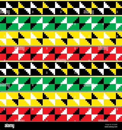 Kente Nwentoma Cloth Style Vector Seamless Pattern Retro Design With