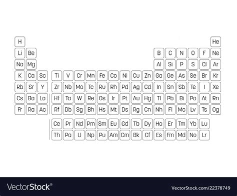 Periodic Table Elements Simple Table Royalty Free Vector