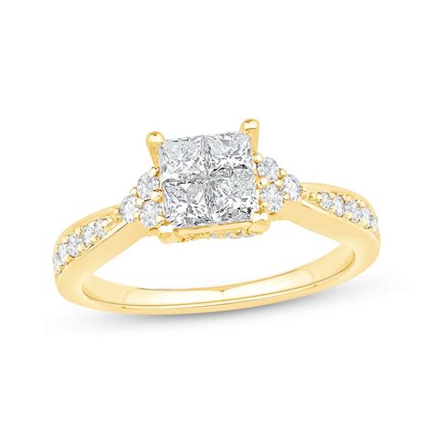 Princess Cut Diamond Engagement Ring 1 Ct Tw 14k Yellow Gold Kay