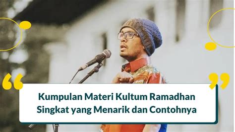 3 Materi Kultum Ramadhan Singkat Yang Menarik Dan Contohnya