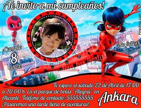 Invitaci N Cumplea Os Ladybug Prodigiosa Con Foto Digital