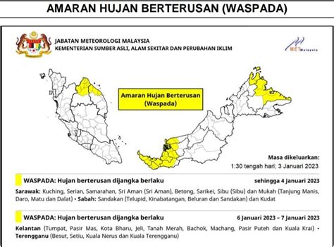 Amaran Hujan Berterusan Di Sandakan Kudat Hingga Esok DEASOKA