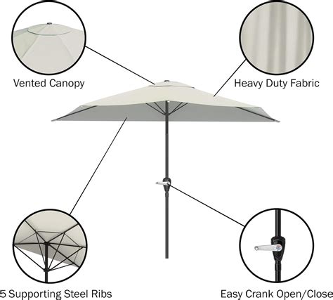 Pure Garden 9 Foot Half Round Patio Umbrella