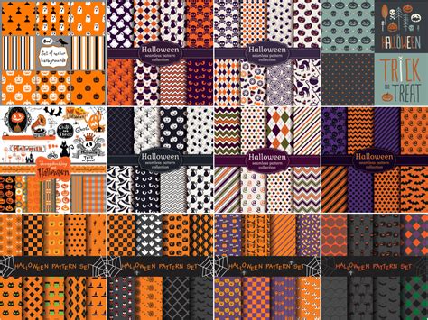 Halloween Backgrounds And Collection Seamless Patterns Vector