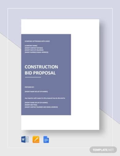 Construction Bid - 8+ Examples, Format, Pdf