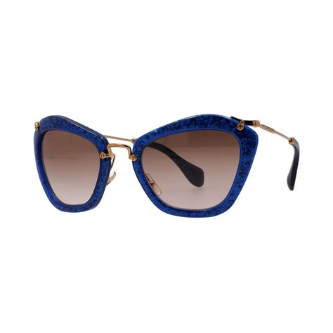 Miu Miu Glitter Sunglasses Smu 10n Blue Luxity