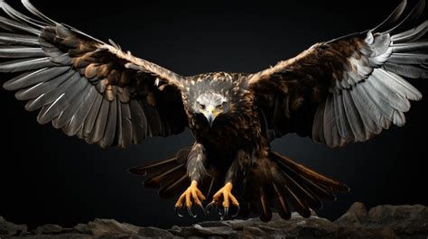 Premium AI Image | Flying Eagle on black