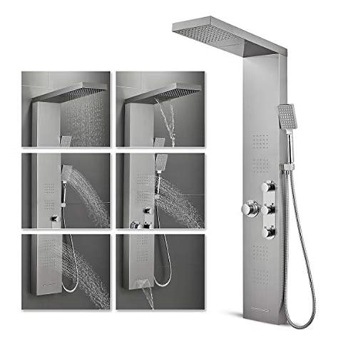 Rovate Thermostatic Shower Panel Tower System Wall Mounted Rainfall