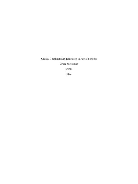 Critical Thinking Sex Education In Public Schools Grace Weissman 55