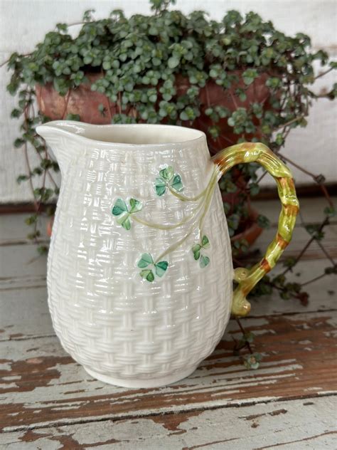 Vintage Belleek Shamrock Basket Weave Pattern Etsy