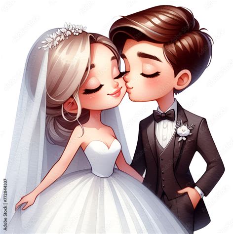 Cute Wedding Couple Clipart Watercolor Bride And Groom Clipart