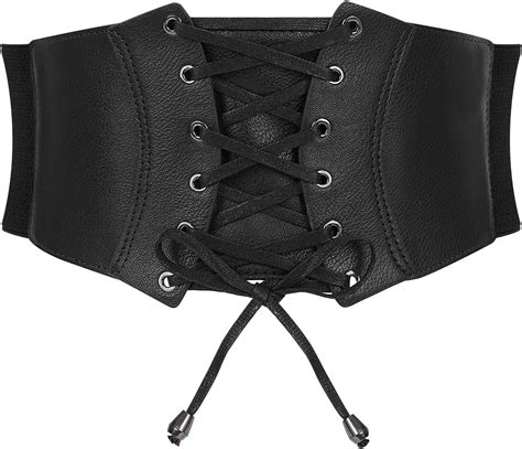 Jasgood Wide Elastic Corset Belt For Women Vintage Lace Up Tied Waspie