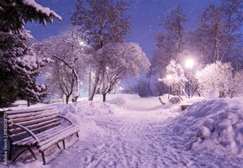 Beautiful Snowfall At Night