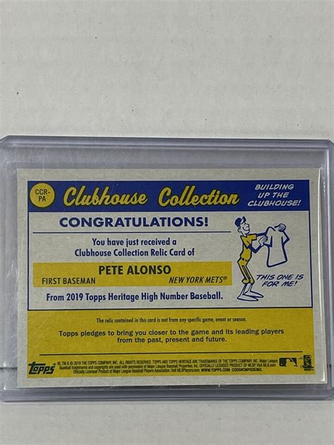 2019 Topps Heritage Clubhouse Collection RC BAT Card Pete Alonso Card