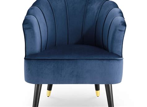 Fauteuil Design En Tissu Velours Bleu Lotus DECOINPARIS