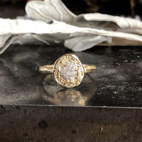 Rough Diamond Halo Ring - Emilie Shapiro Studio