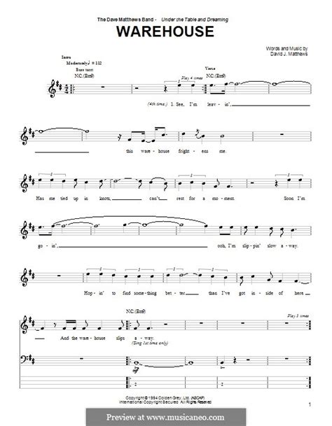 Warehouse (Dave Matthews Band) by D.J. Matthews - sheet music on MusicaNeo