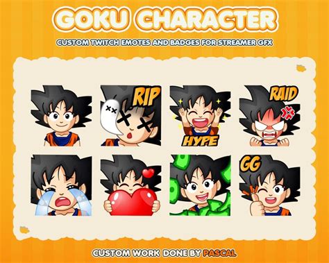 8 Emotes Pack Cute Goku Expression Emotes For Twitch Etsy