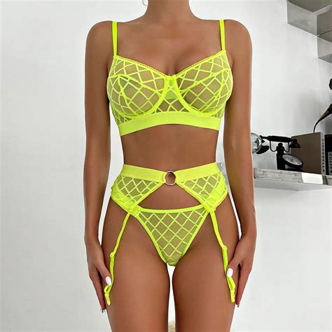 Set Underwear Garters Women Pieces Set Lingerie Mesh Underwear Lingerie Set Bra Brief