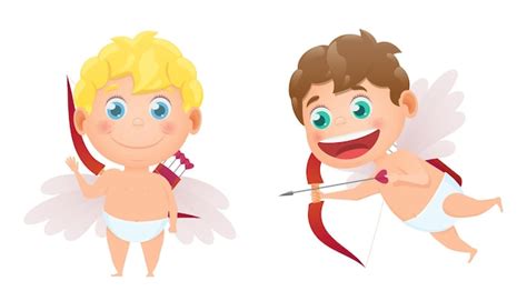 Premium Vector Set Of Cupids Of Angels For Valentines Day