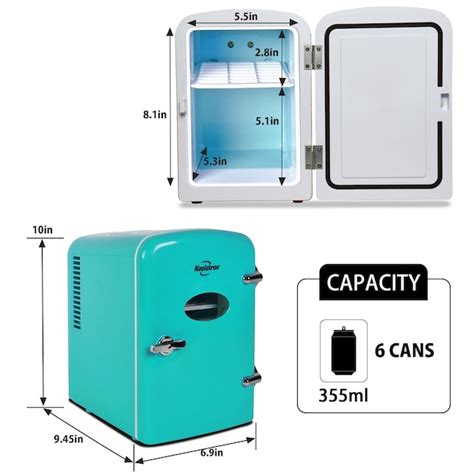 Koolatron 4l Retro Portable 6 Can Personal Cooler 014 Cu Ft Mini