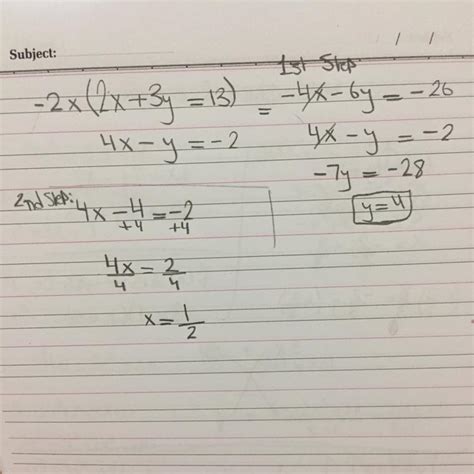 Solve These Simultaneous Equations 2x 3y 13 4x Y 2 Brainly