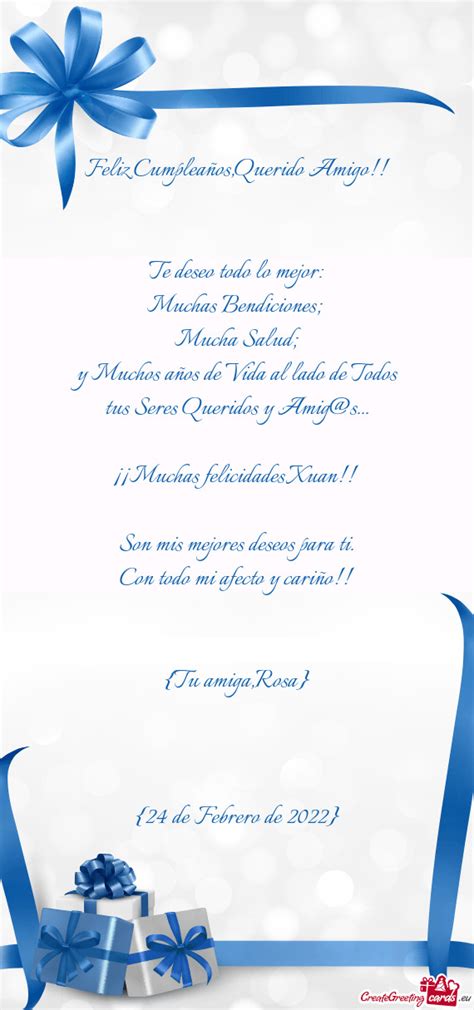 Feliz Cumpleañosquerido Amigo Free Cards