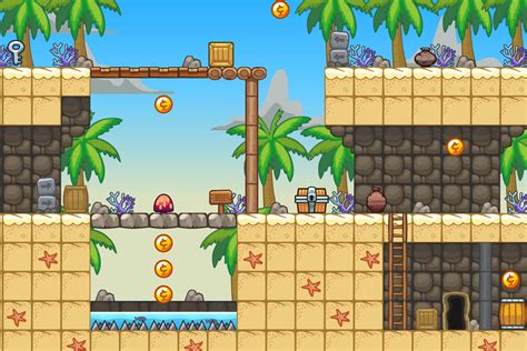 Beach Area Platformer 2d Tileset