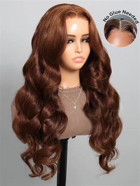 4 Chocolate Brown Pre Cut Glueless Lace Body Wave Wear Go Wig