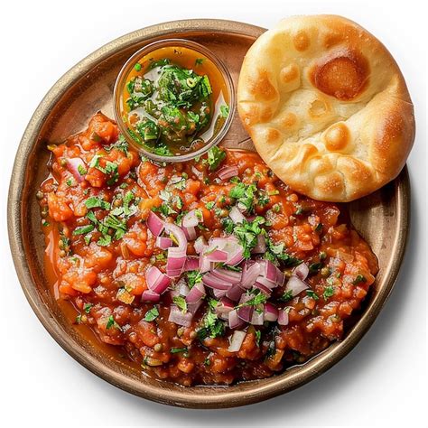 Photography Of Indian Tasty Pav Bhaji Plate Premium Ai Generated Image