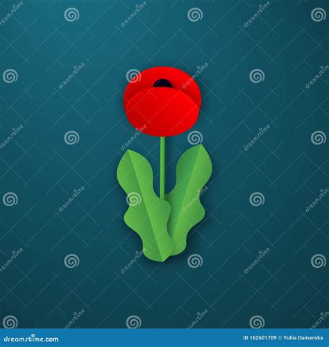 Vector Remembrance Day Poppy Flower Anzac Day Paper Cut Red Poppy
