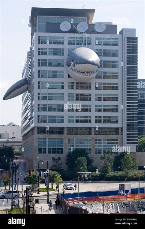 Discovery Channel headquarters with Shark Week decorations Stock Photo - Alamy