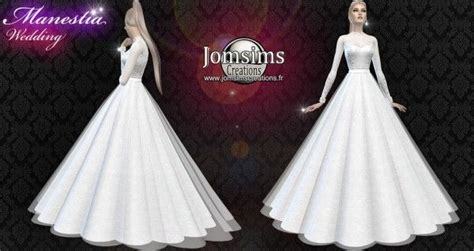 Jom Sims Creations Manestia Wedding Dress Sims 4 Sims 4 Wedding