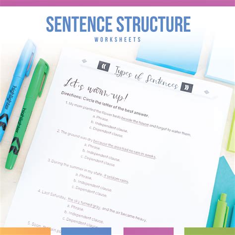 Sentence Structure Worksheets Simple Compound Complex And Compound