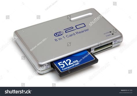 Compact Flash Card Reader With 512mb Card Isolated On White Background