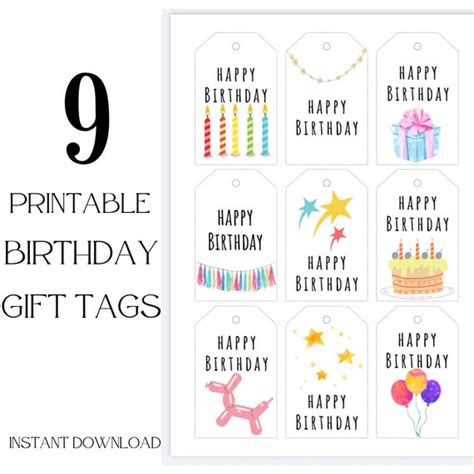 Printable Happy Birthday Gift Tags Birthday Tags Gift Birthday