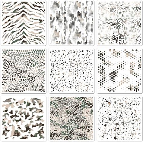 9 Pieces Camo Stencils For Spray Paint Camouflage Pattern