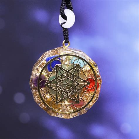 Charming Chakra Orgonite Energy Crystal Pendant Resin Necklace With Red