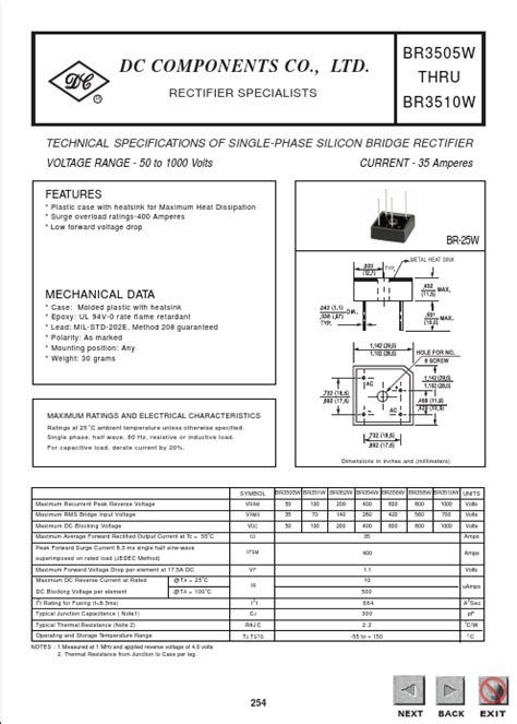 Br W Dc Components Rectifier Hoja De Datos Ficha T Cnica