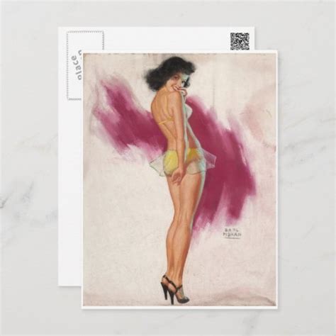 Yellow Bikini Pin Up Art Postcard Zazzle